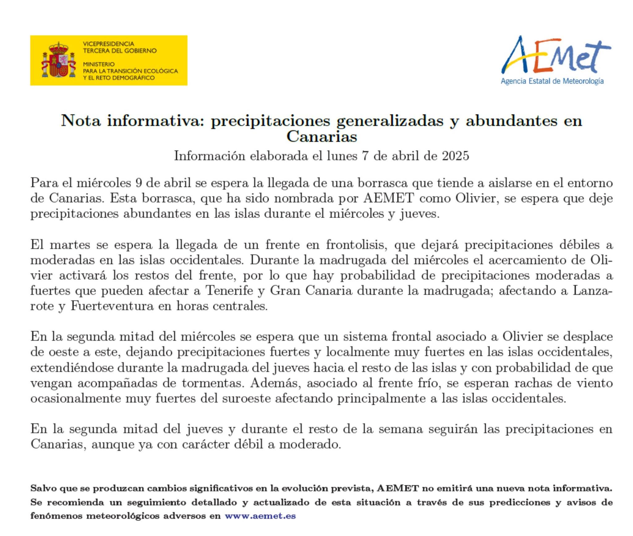 storm olivier canary islands