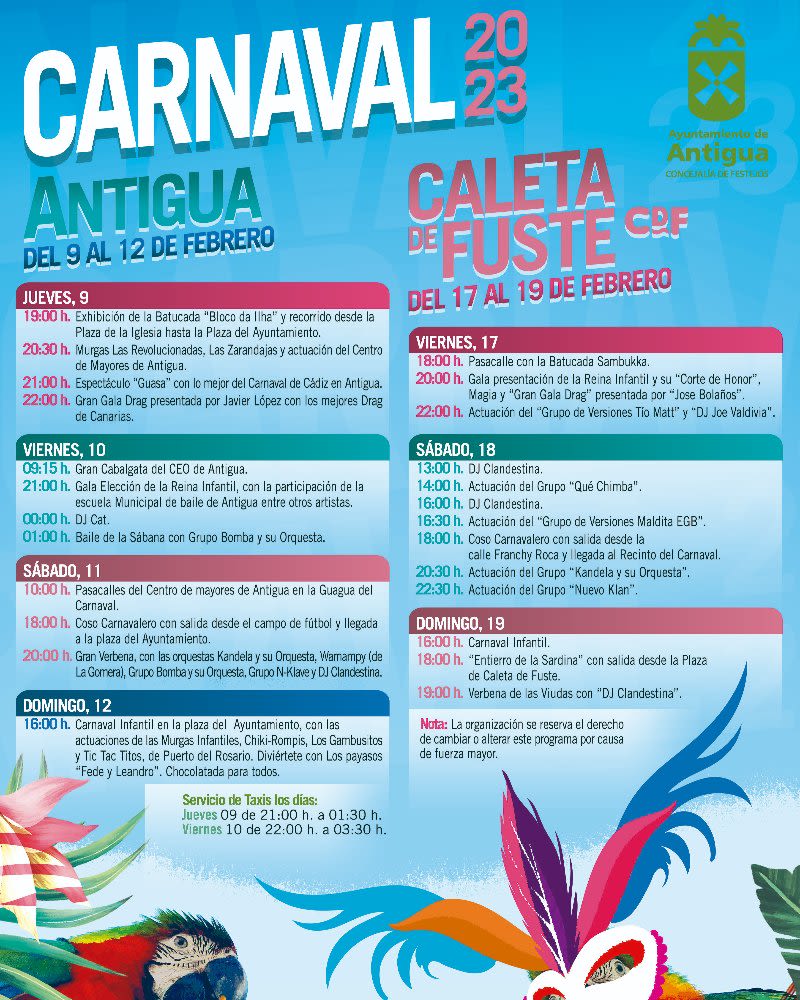 Caleta de Fuste & Antigua Carnivals 2023: Dates & Events