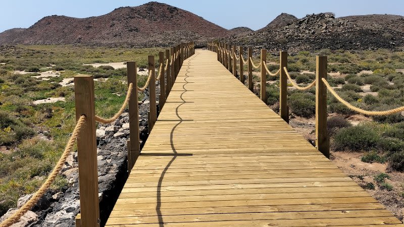 wooden walkway isla lobos canary islands