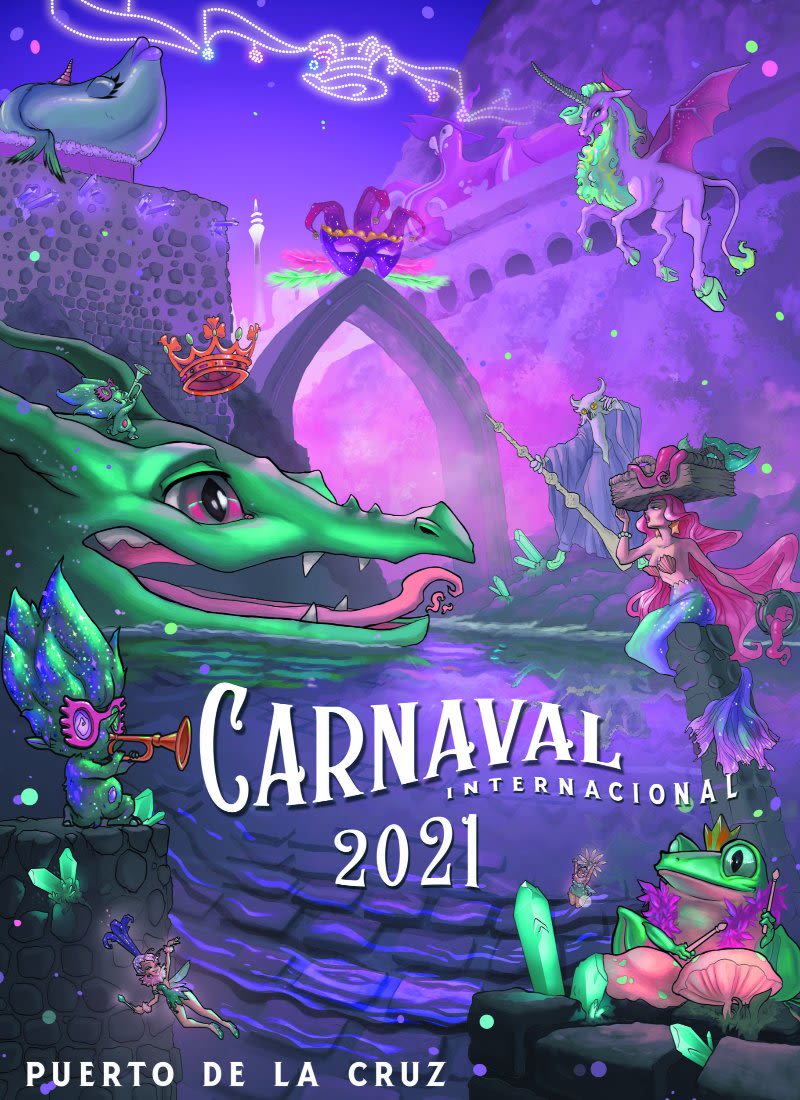 puerto de la cruz carnival poster 2021 tenerife