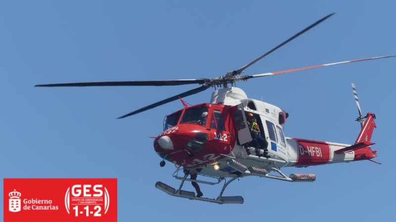 Helicopter rescues two people struggling in the sea off Tenerife coast
