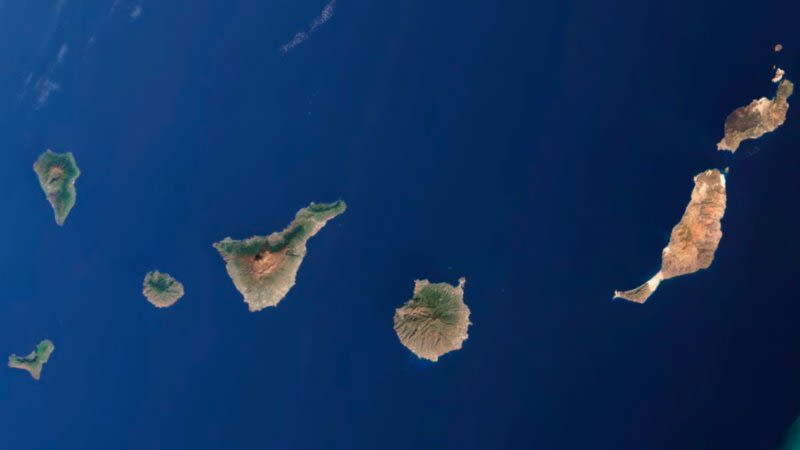 Canary Islands seen from space, on a clear day without any calima or clouds