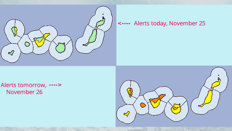 Heavy rain alert updated to Orange in the case of Tenerife, La Palma and La Gomera