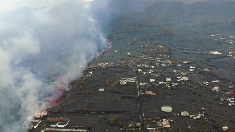 Lava completely destroyed a cemetery and a solar farm on La Palma